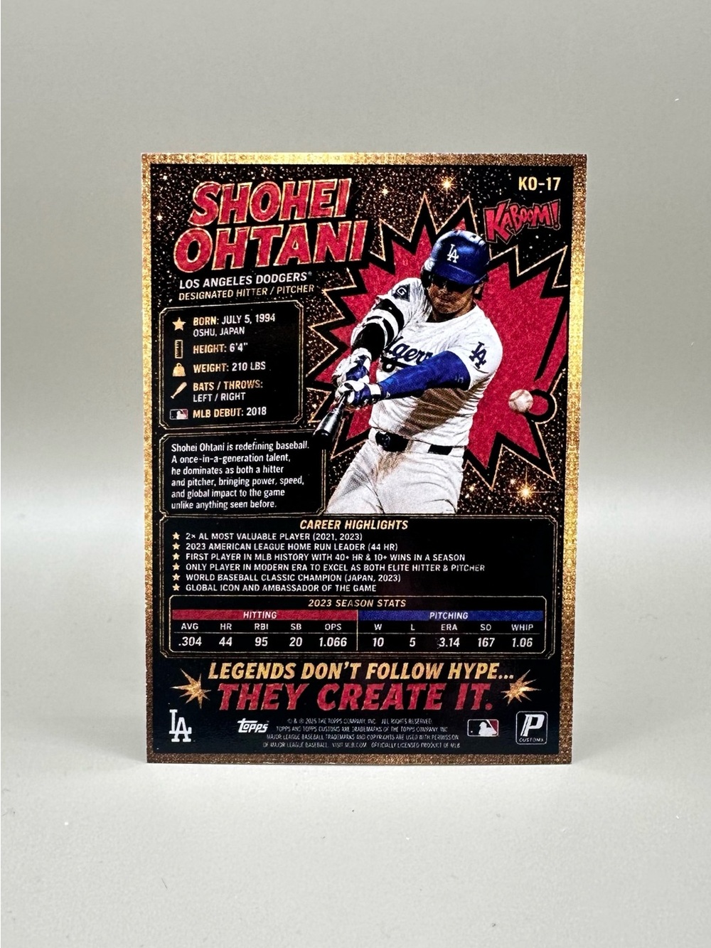 Shohei Ohtani 2025 Topps Kaboom Novelty Baseball Card. LA Dodgers. - Picture 2 of 2